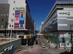 新潟駅南口の商業施設CoCoLoとビックカメラ周辺